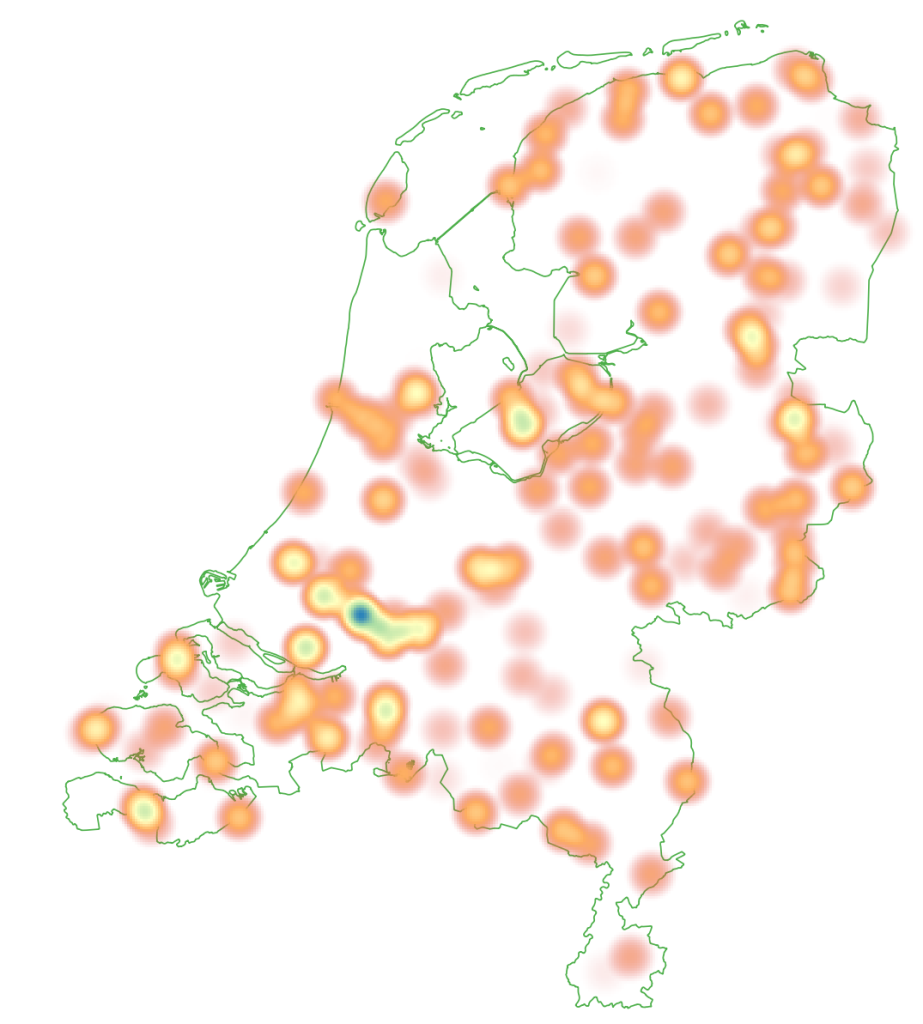 Heatmap projectlocaties
